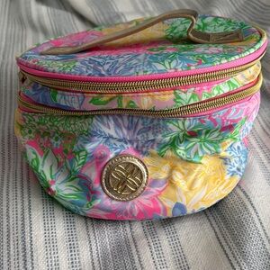 Lilly Pulitzer Bright Floral Double-Zip Cosmetic Case with Gold Emblem